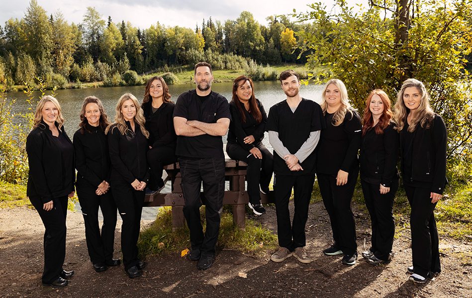 Dr. Hartman and the full Hartman Orthodontics team outdoors in Anchorage